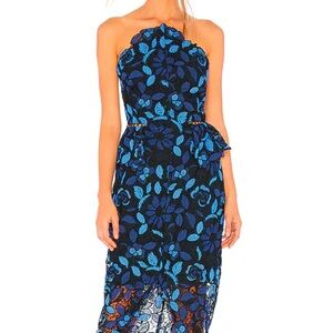 Elliatt Blue One Shoulder Tie Front Dress